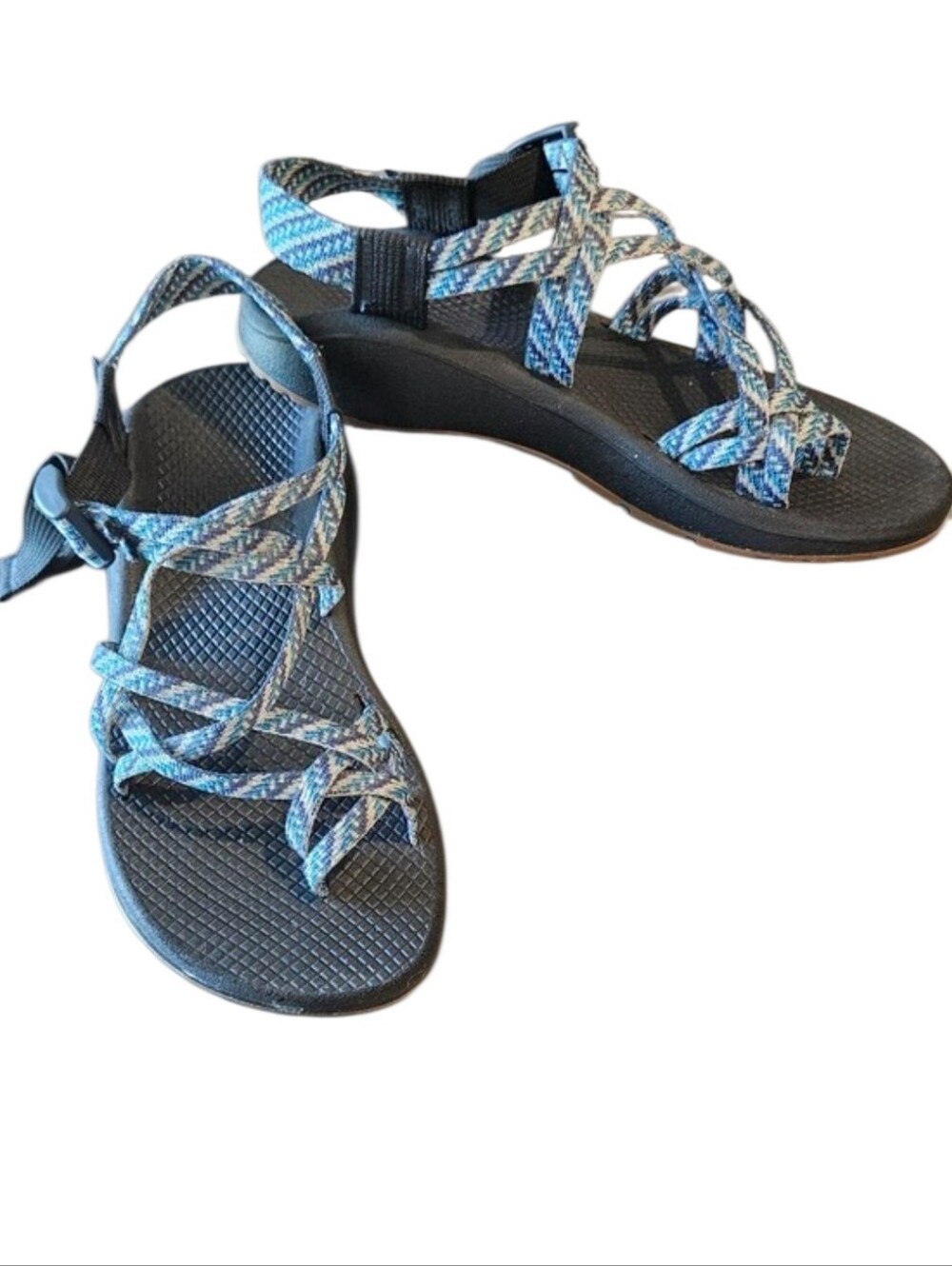 Chaco Z Cloud Blue/purple Patterned Strap Sandals - Size 8